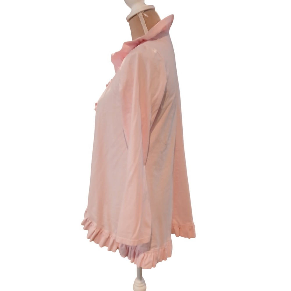Mia Belle Large Pink Ruffle Open Front Cardigan Button Trim Long Sleeve Fairy - Picture 5 of 11